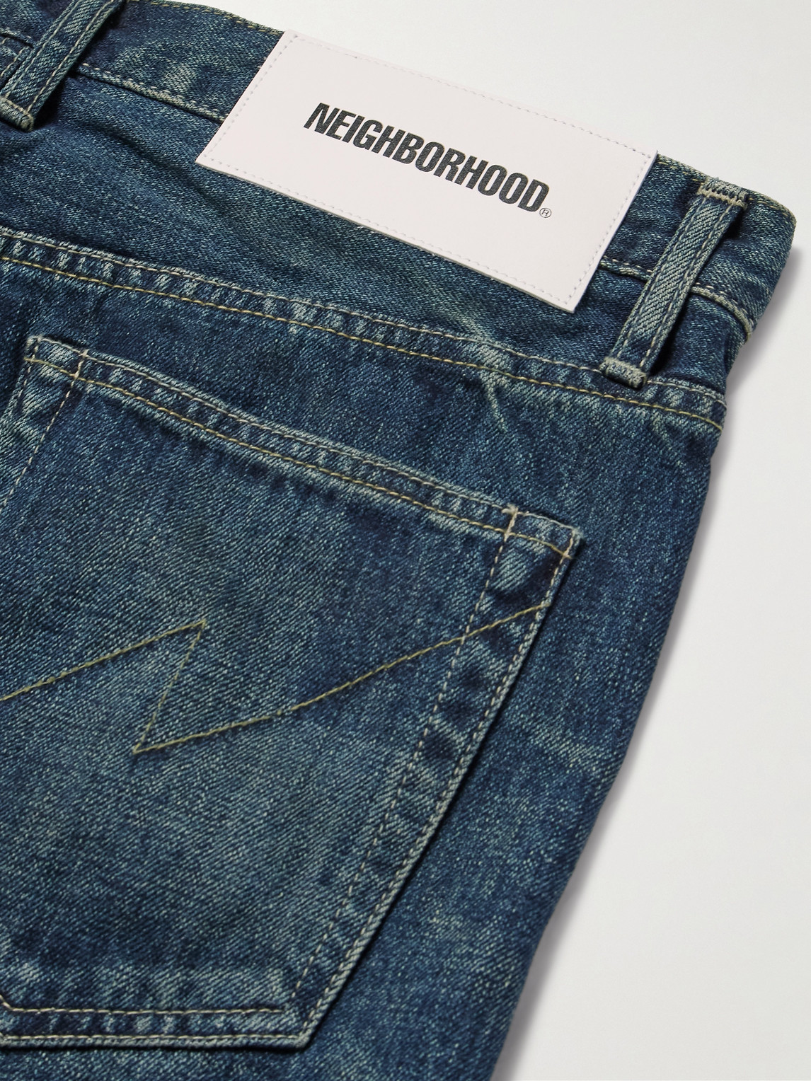 Shop Neighborhood Dp Basic Straight-leg Selvedge Jeans In Blue