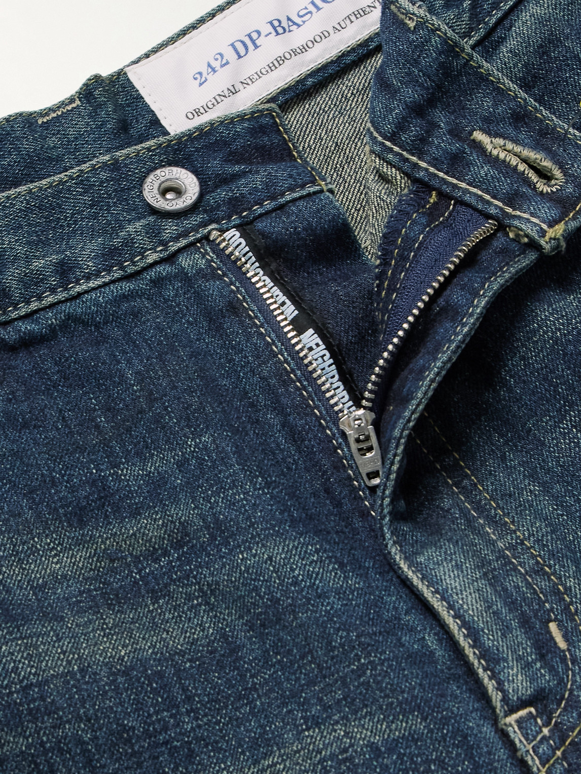 Shop Neighborhood Dp Basic Straight-leg Selvedge Jeans In Blue
