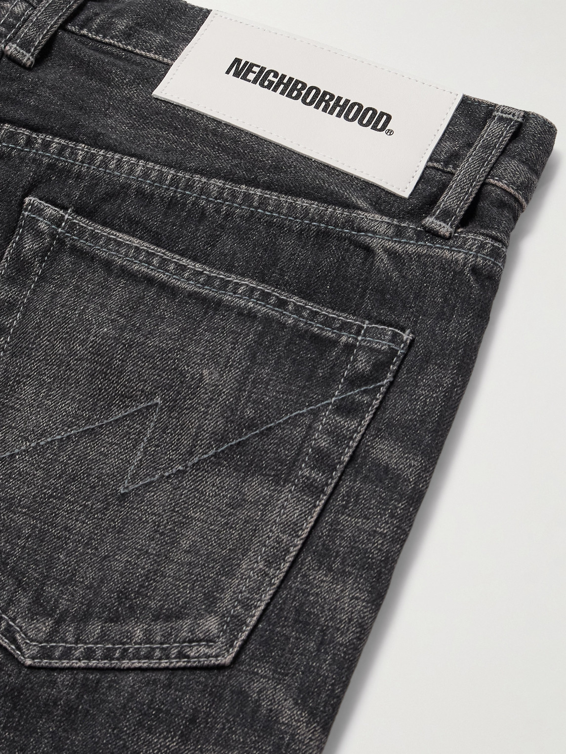 Shop Neighborhood Dp Basic Straight-leg Selvedge Jeans In Black