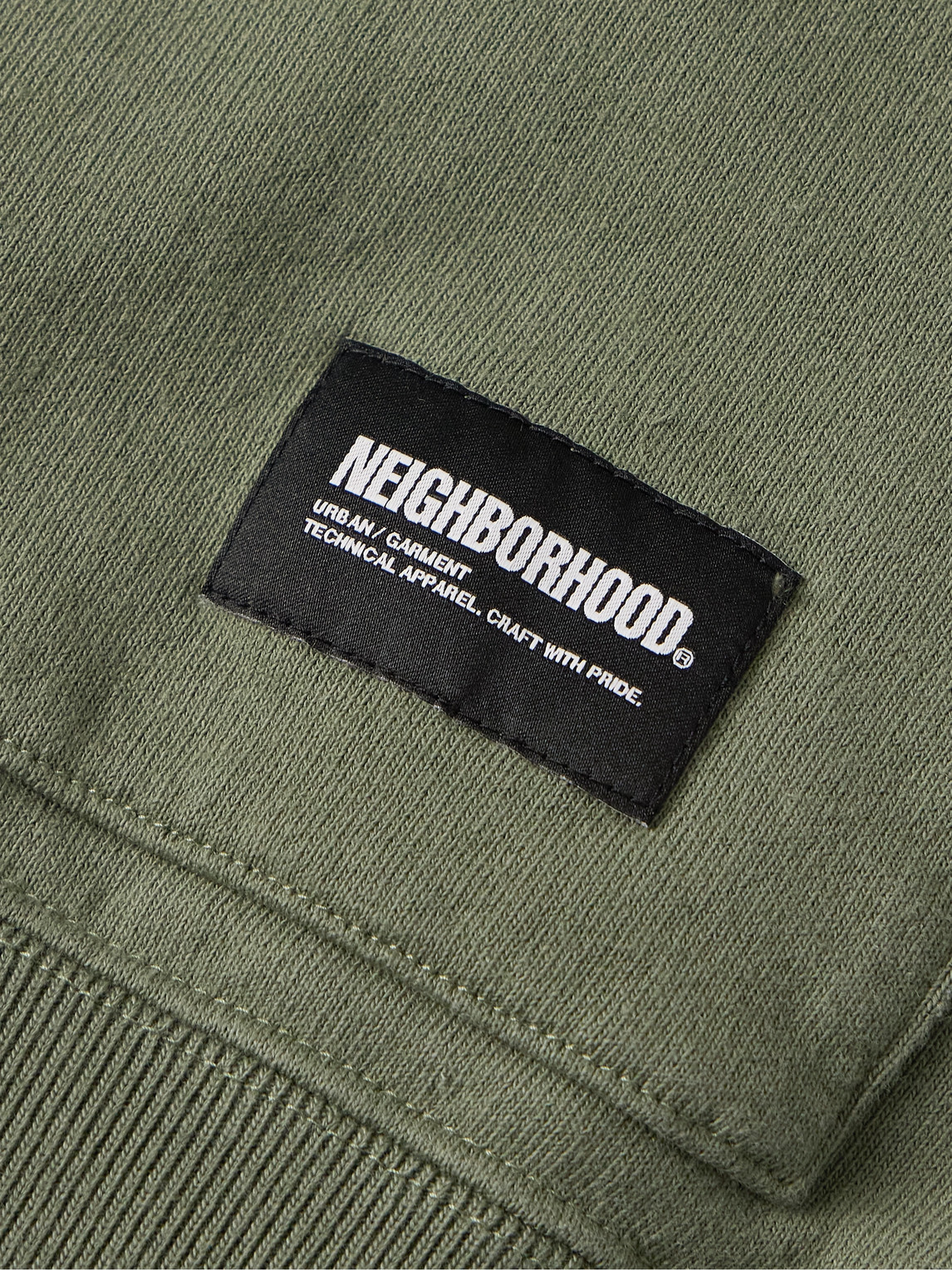 Shop Neighborhood Logo-appliquéd Printed Cotton-jersey Zip-up Hoodie In Green