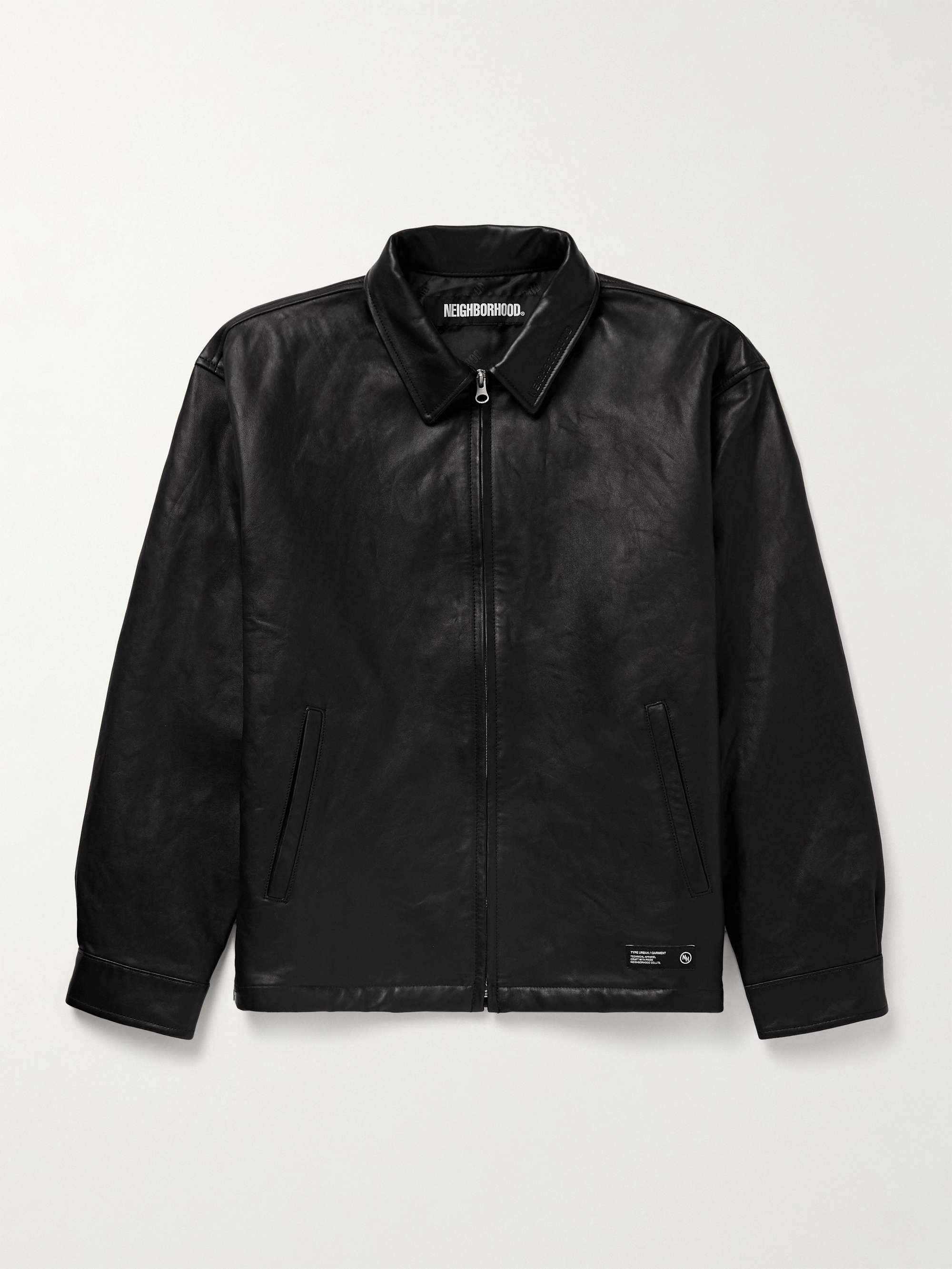 Logo Appliqued Leather Jacket