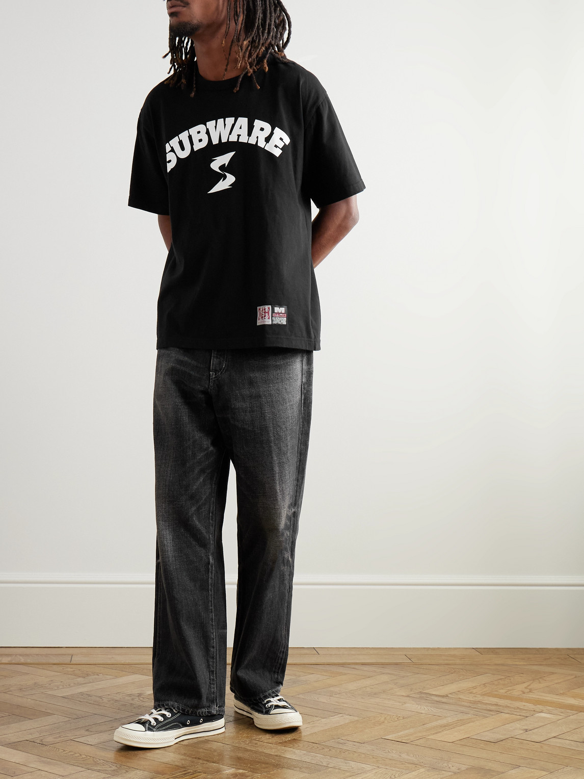 NEIGHBORHOOD SUBWARE LOGO-PRINT APPLIQUÉD COTTON-JERSEY T-SHIRT