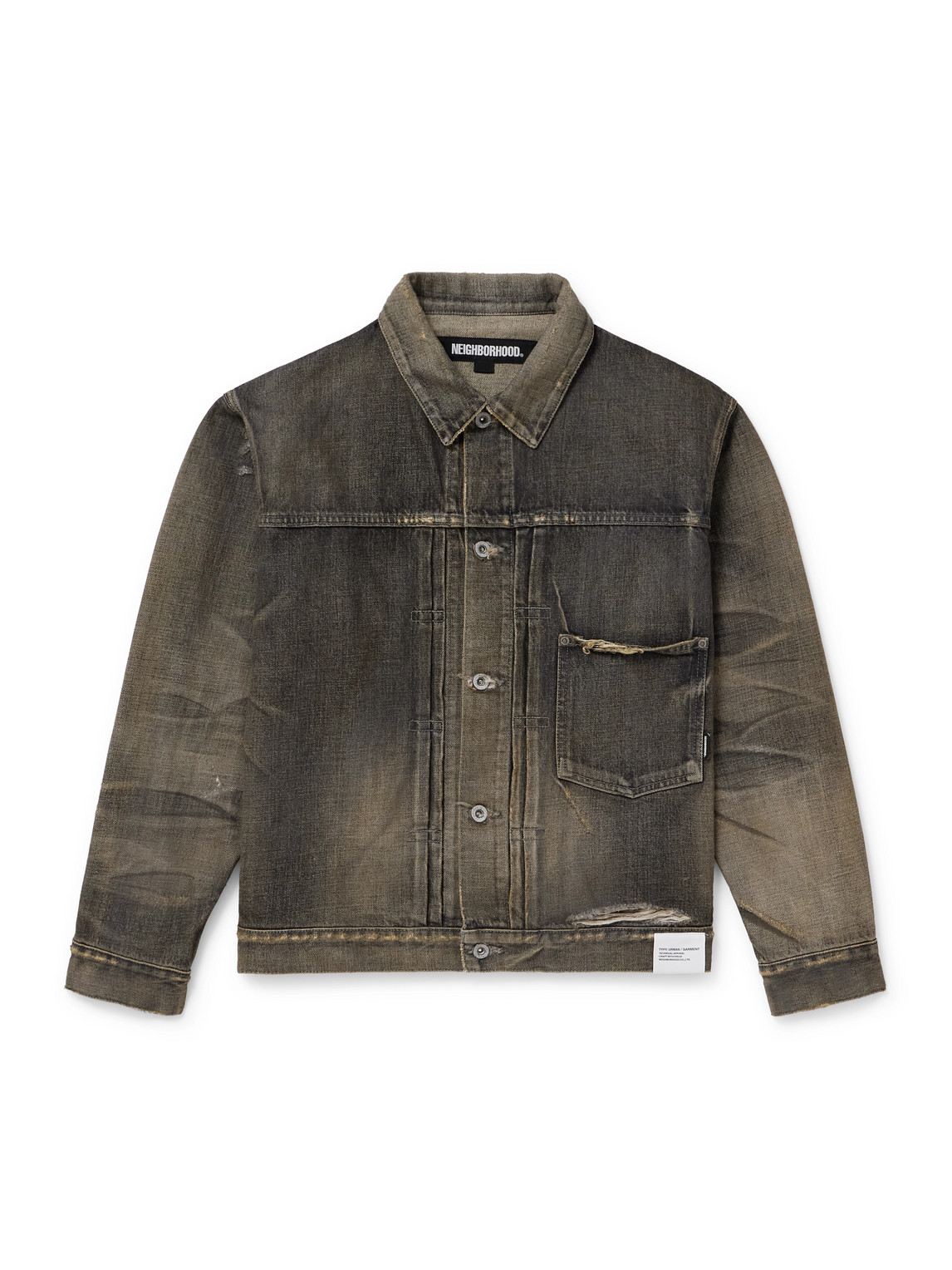 Shop Neighborhood Savage Type-1 Distressed Denim Jacket In Gray