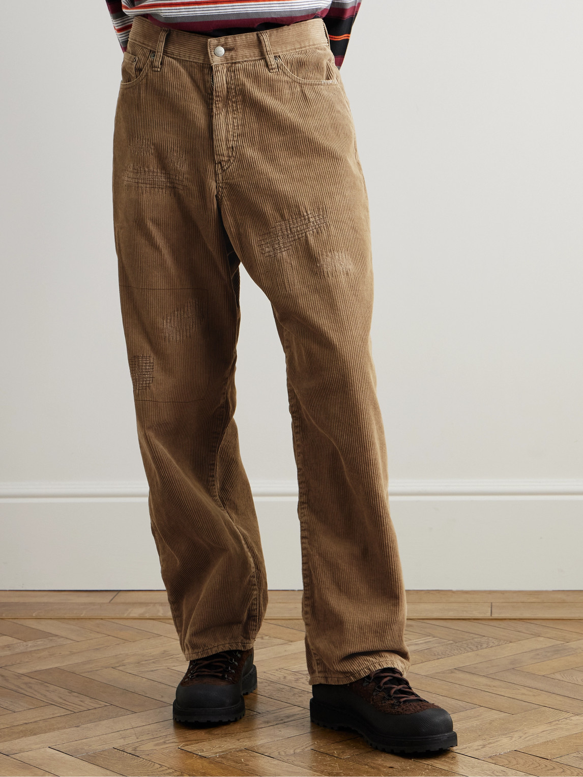 NEIGHBORHOOD SAVAGE WIDE-LEG DISTRESSED COTTON-CORDUROY TROUSERS