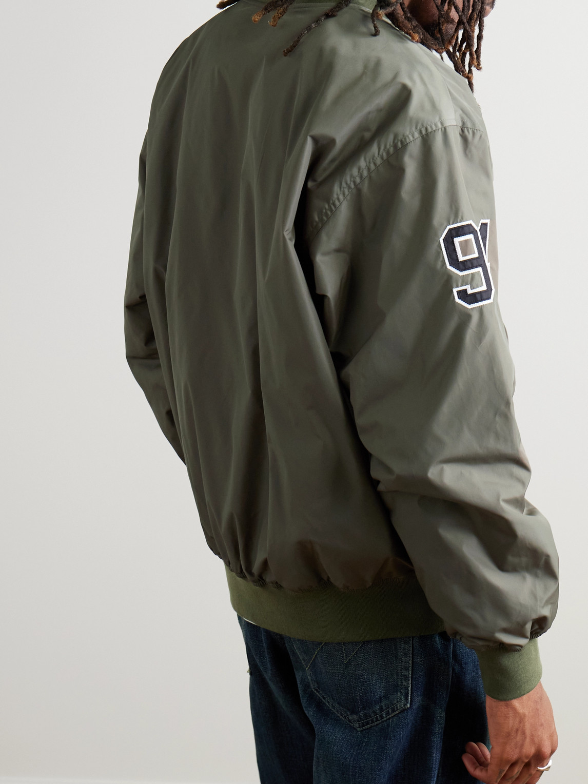 Shop Neighborhood Logo-appliquéd Nylon Bomber Jacket In Green