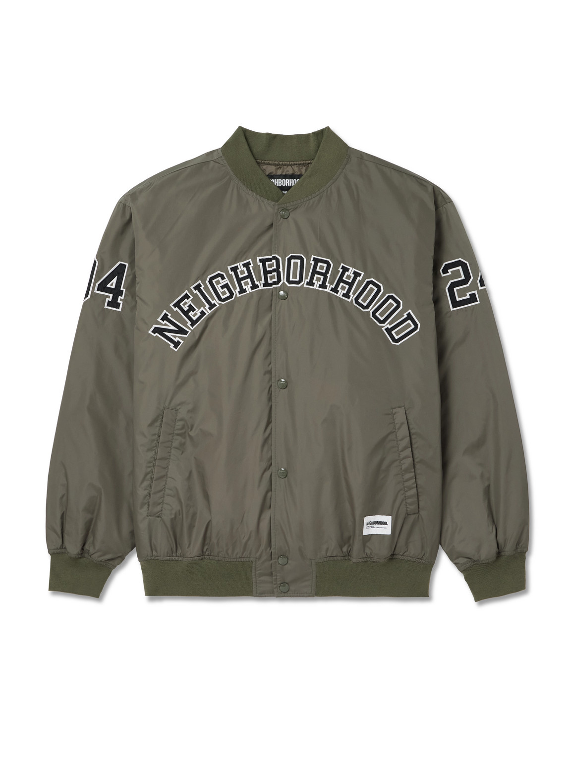 Neighborhood Logo-appliquéd Nylon Bomber Jacket In Green
