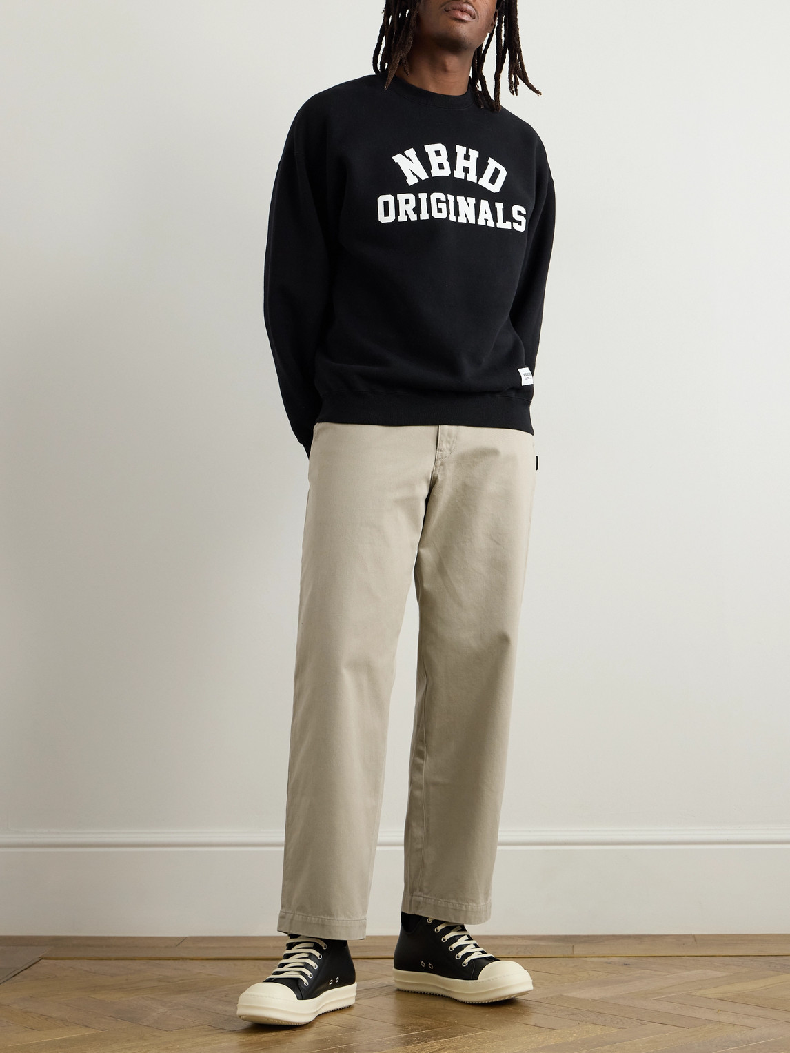 NEIGHBORHOOD LOGO-PRINT APPLIQUÉD COTTON-JERSEY SWEATSHIRT
