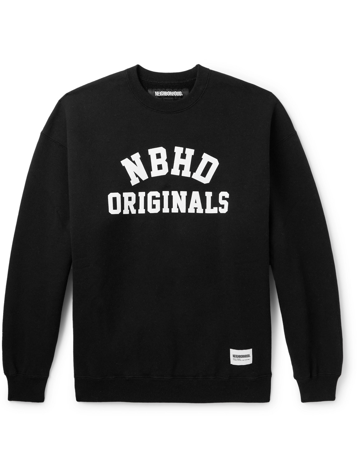 Neighborhood Logo-print Appliquéd Cotton-jersey Sweatshirt In Black