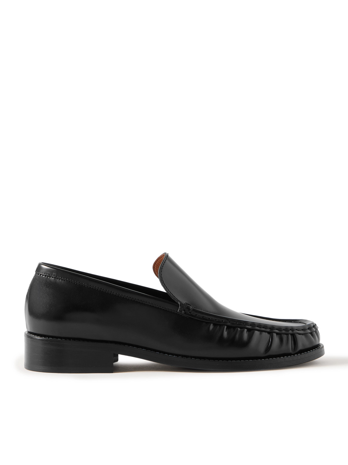 Logo-Print Glossed-Leather Loafers