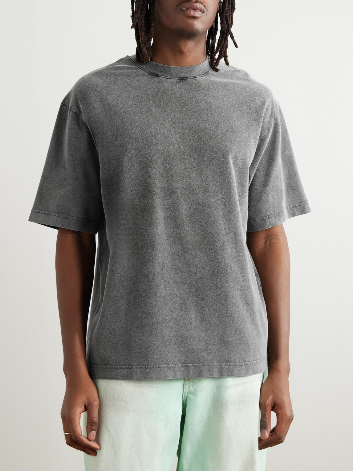 Acne Studios Extorr Logo-appliquéd Garment-dyed Cotton-jersey T-shirt In Gray