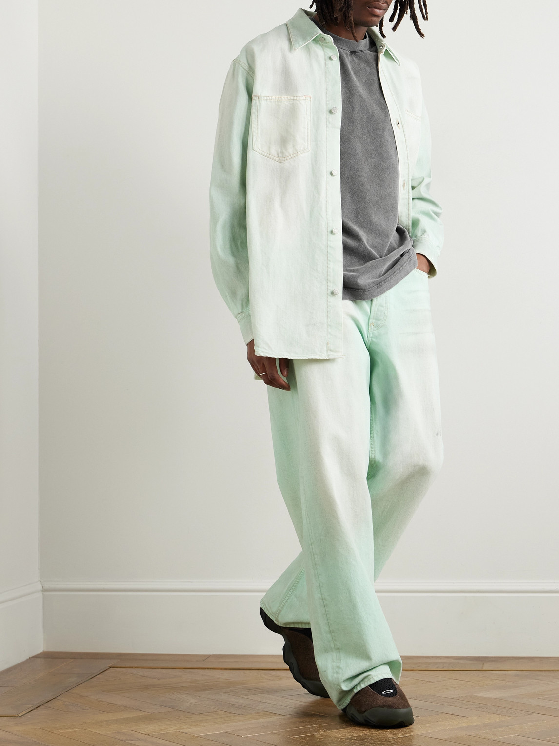 Acne Studios Extorr Logo-appliquéd Garment-dyed Cotton-jersey T-shirt In Gray