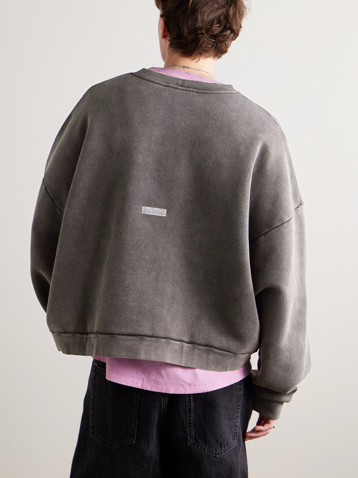 Acne Studios Gray Logo Patch Sweatshirt In Black