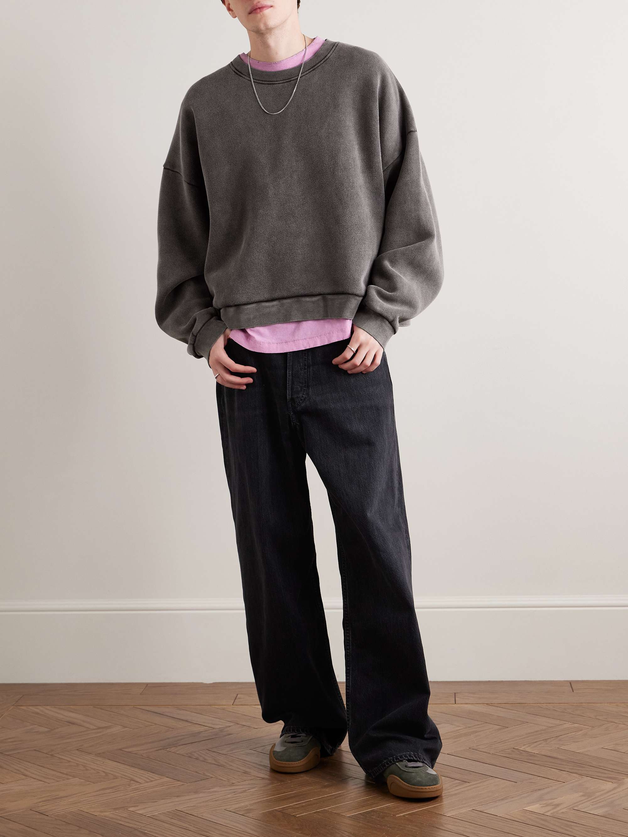 Gray Fester U Garment-Dyed Cotton-Jersey Sweatshirt | ACNE Gray Fester U Garment-Dyed Cotton-Jersey Sweatshirt | ACNE