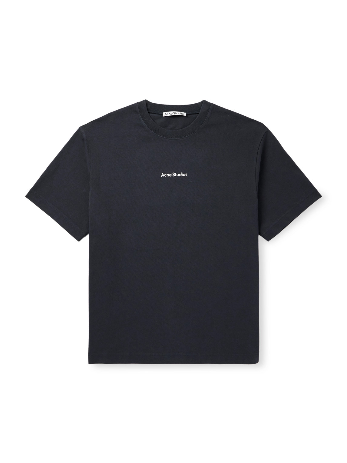 Acne Studios Exford Logo-flocked Cotton-jersey T-shirt In Gray