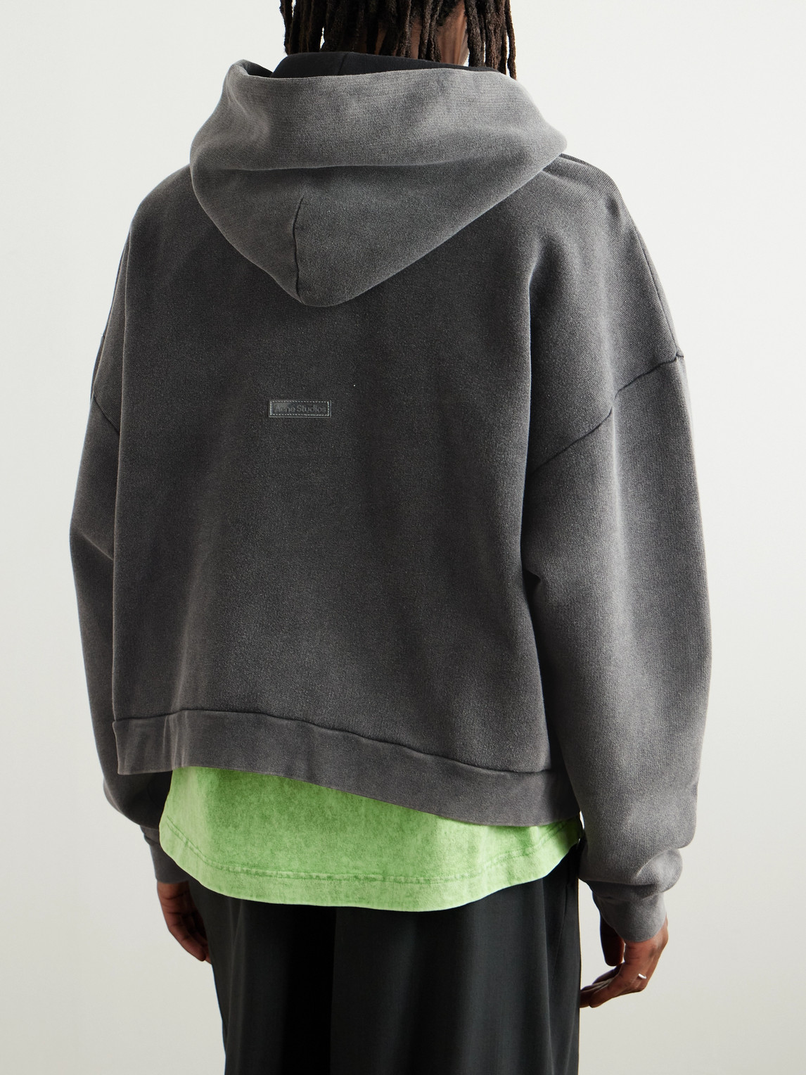 Acne Studios Hooded Sweater Drawstring Ribbed Cuffs In Gray