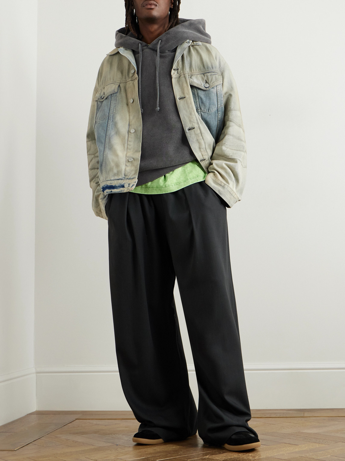 Acne Studios Hooded Sweater Drawstring Ribbed Cuffs In Gray