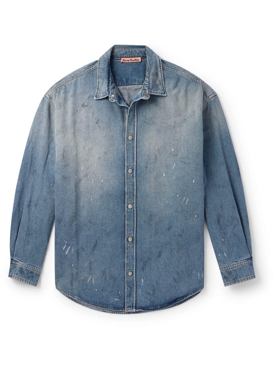 Paint-Splattered Organic Denim Shirt