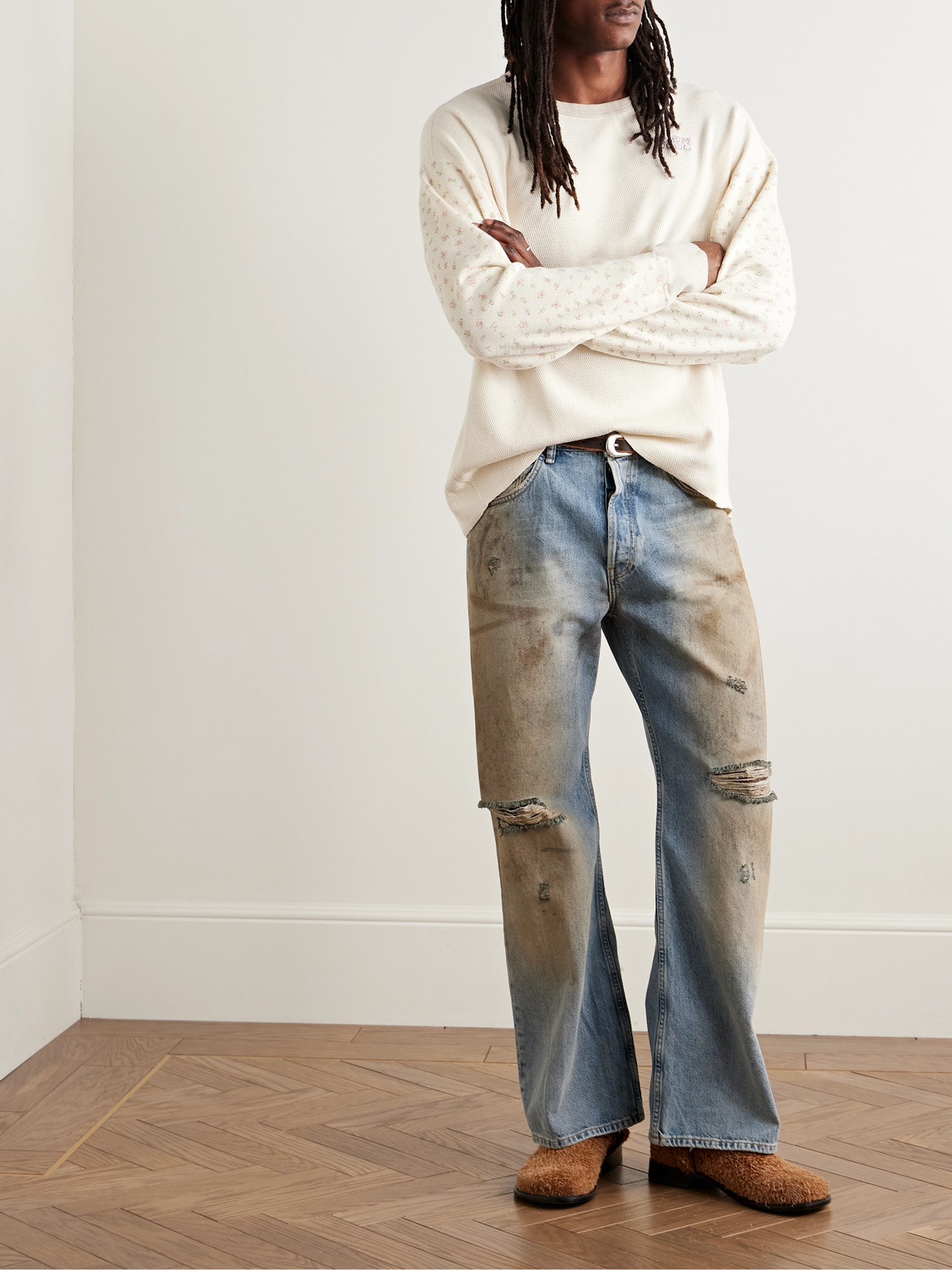 ACNE STUDIOS STRAIGHT-LEG DISTRESSED JEANS 