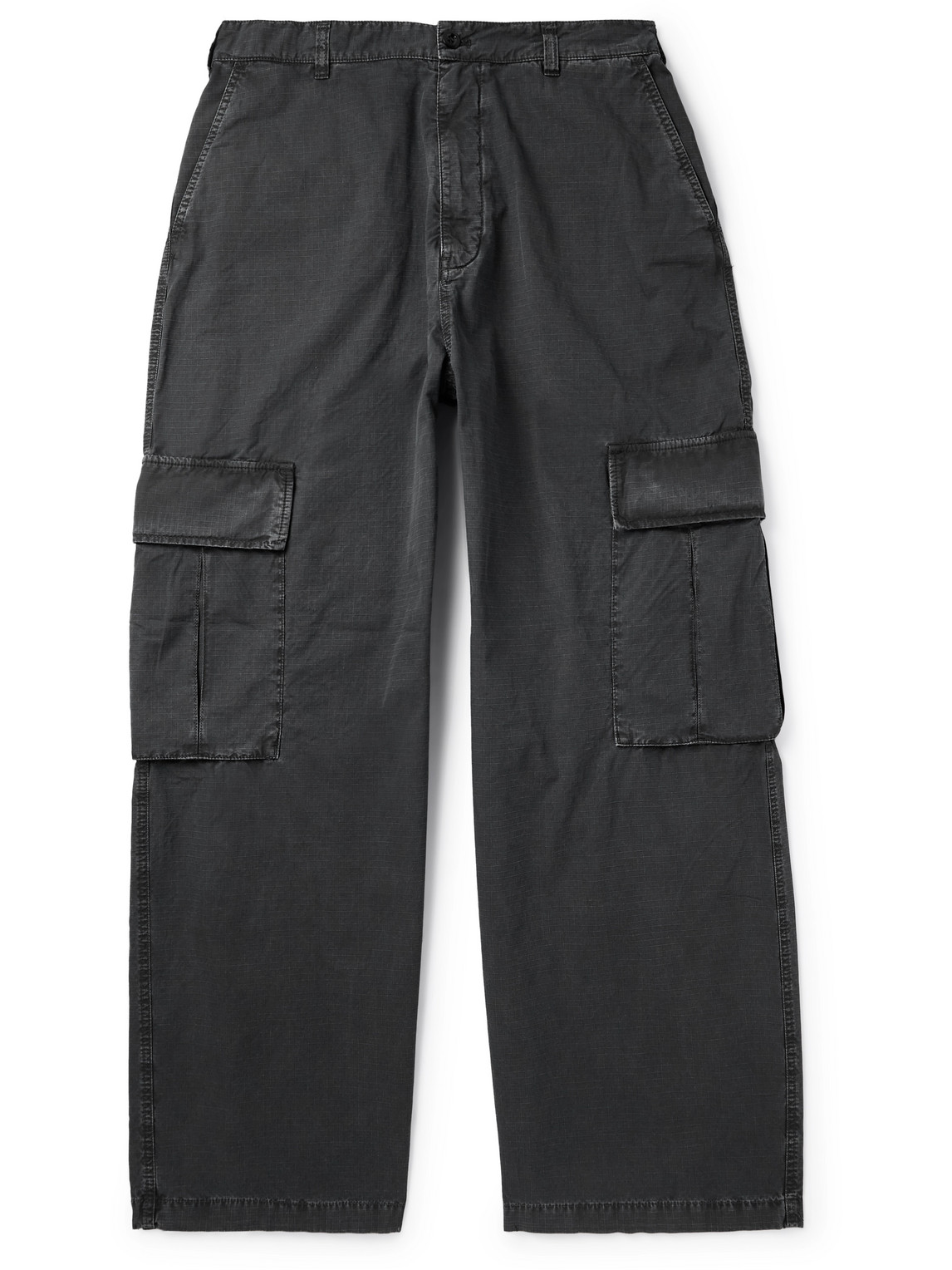Wide-Leg Logo-Embroidered Cotton-Ripstop Cargo Trousers