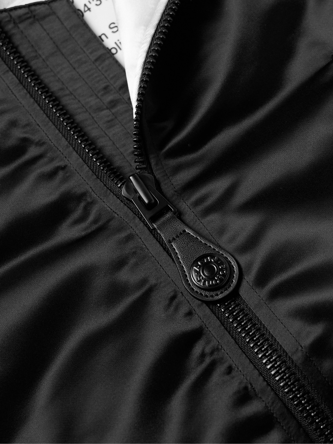 Acne Studios Oliev Logo-embroidered Padded Satin Bomber Jacket In Black