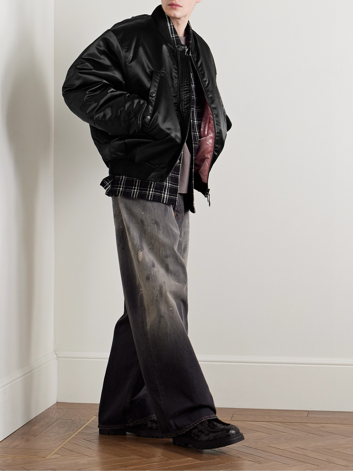 Acne Studios Oliev Logo-embroidered Padded Satin Bomber Jacket In Black
