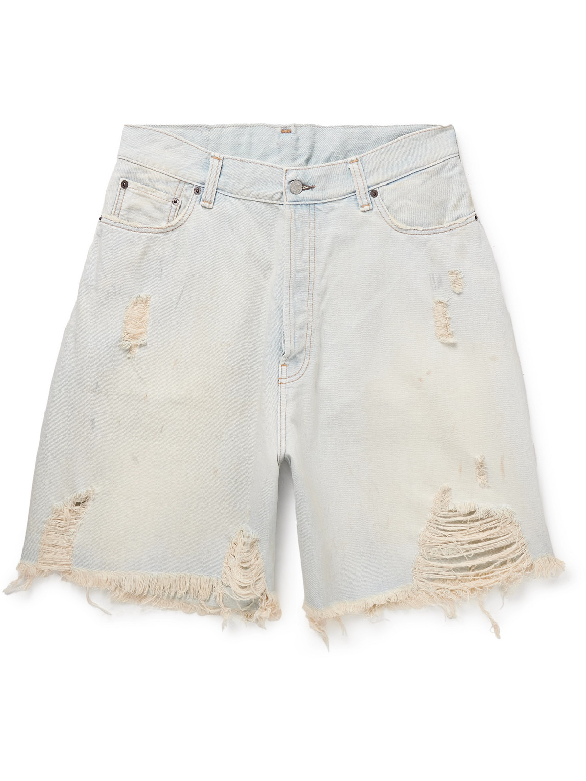 Rudney Wide-Leg Distressed Denim Shorts
