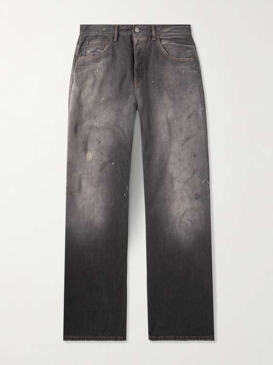 Acnestudios Straight-Leg Distressed Paint-Splattered Jeans