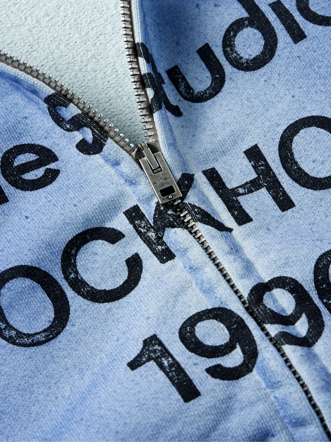 Acne Studios Blue Logo Zip Sweater In Blue