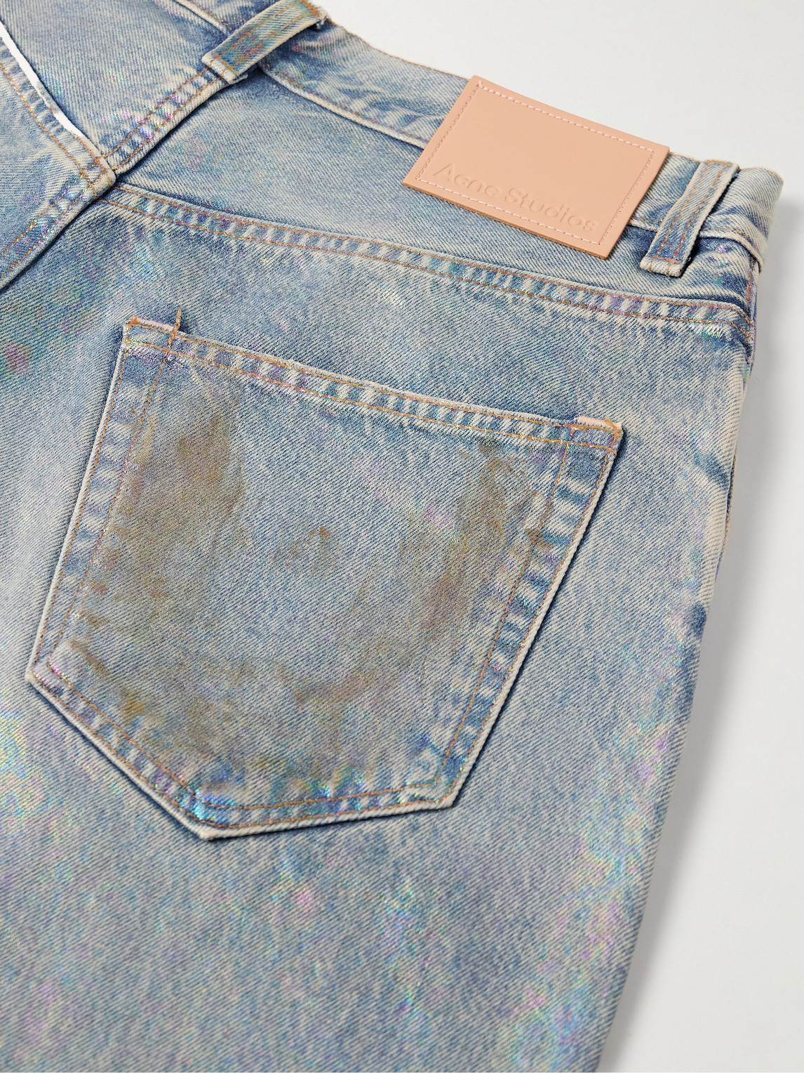 ACNE STUDIOS DIRTY HALO WIDE-LEG DISTRESSED IRIDESCENT JEANS