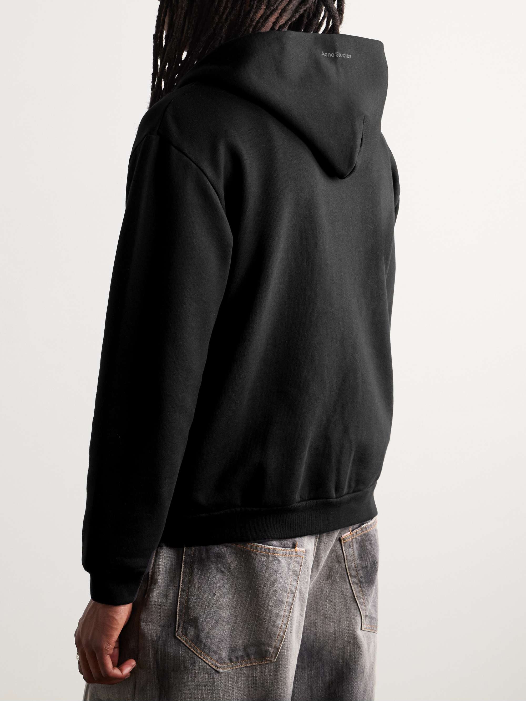 ACNE STUDIOS Fupiter Logo-Appliquéd Cotton-Jersey Zip-Up ACNE STUDIOS Fupiter Logo-Appliquéd Cotton-Jersey Zip-Up