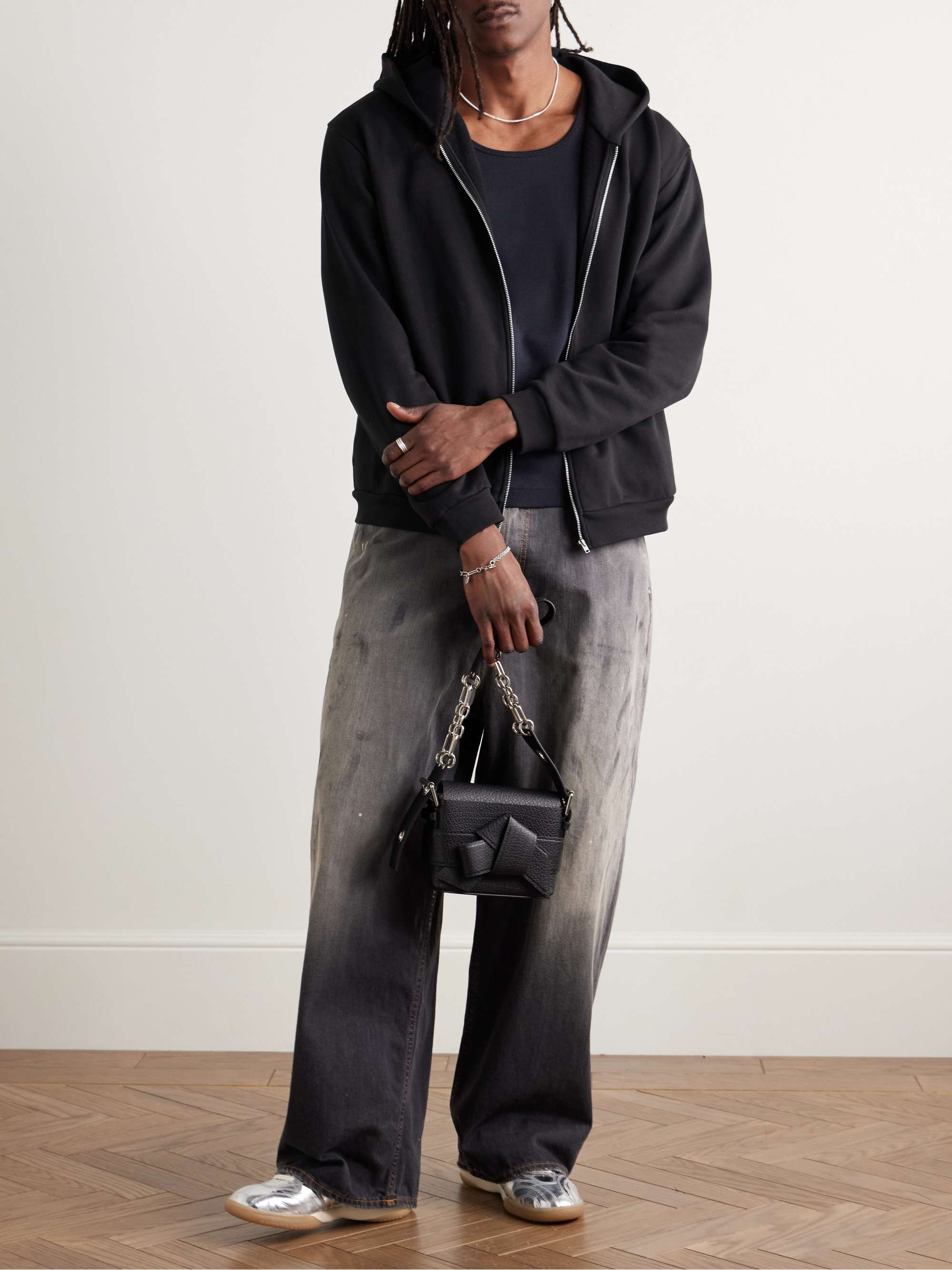 ACNE STUDIOS Fupiter Logo-Appliquéd Cotton-Jersey Zip-Up ACNE STUDIOS Fupiter Logo-Appliquéd Cotton-Jersey Zip-Up