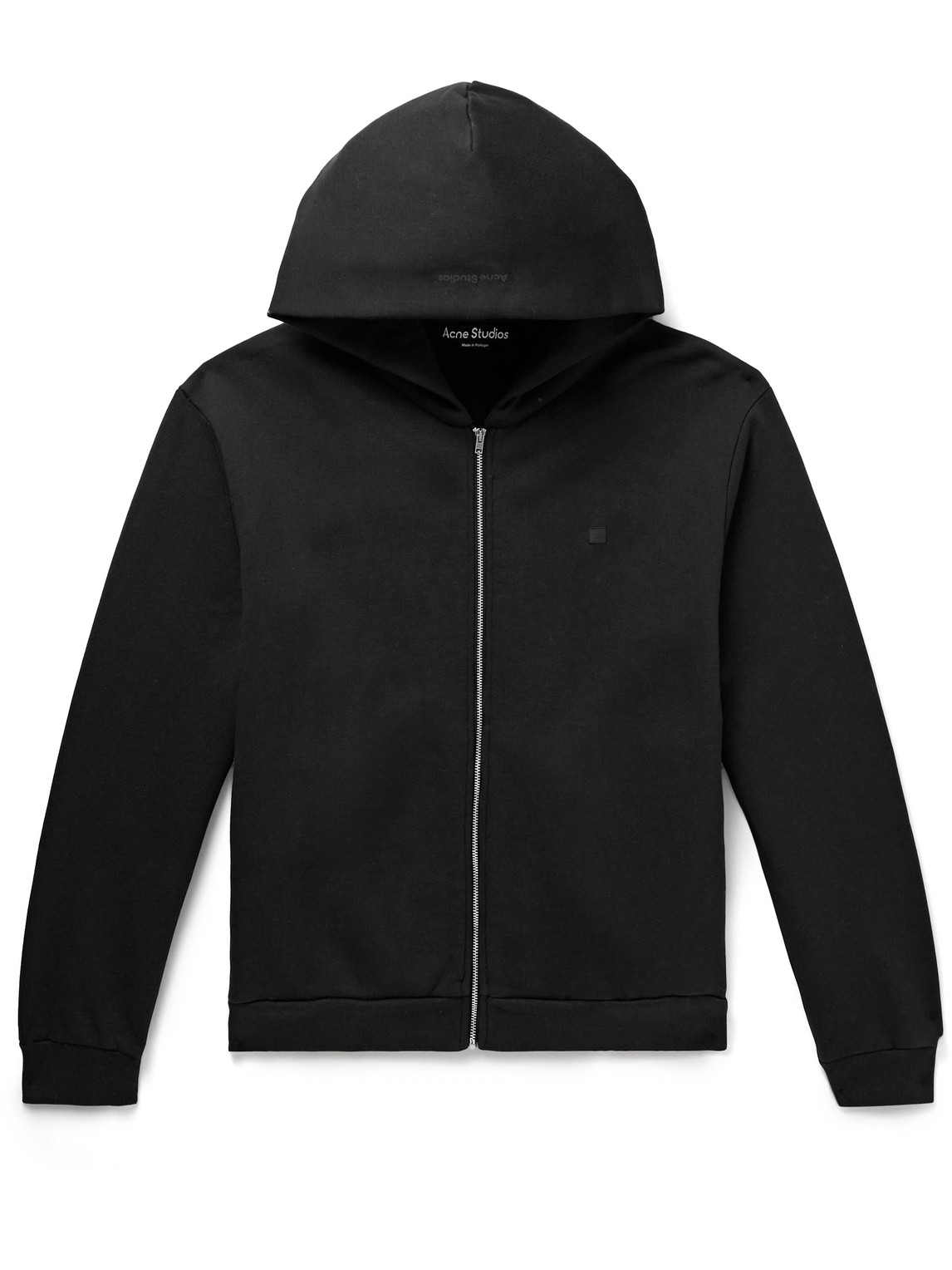Acne Studios Fupiter Logo-appliquéd Cotton-jersey Zip-up Hoodie In Black