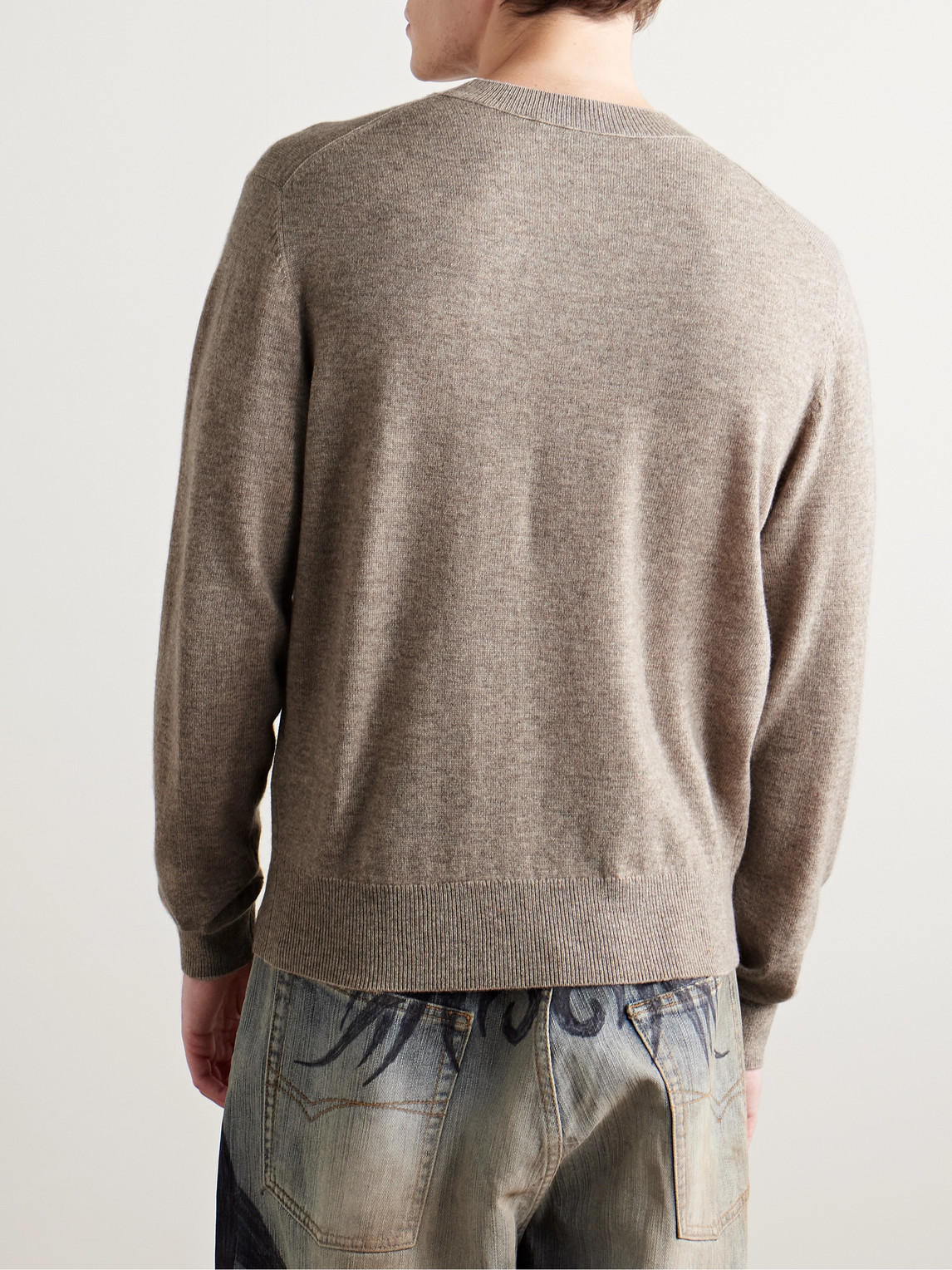 Acne Studios Kalas Logo-appliquéd Wool And Yak-blend Sweater In Neutrals