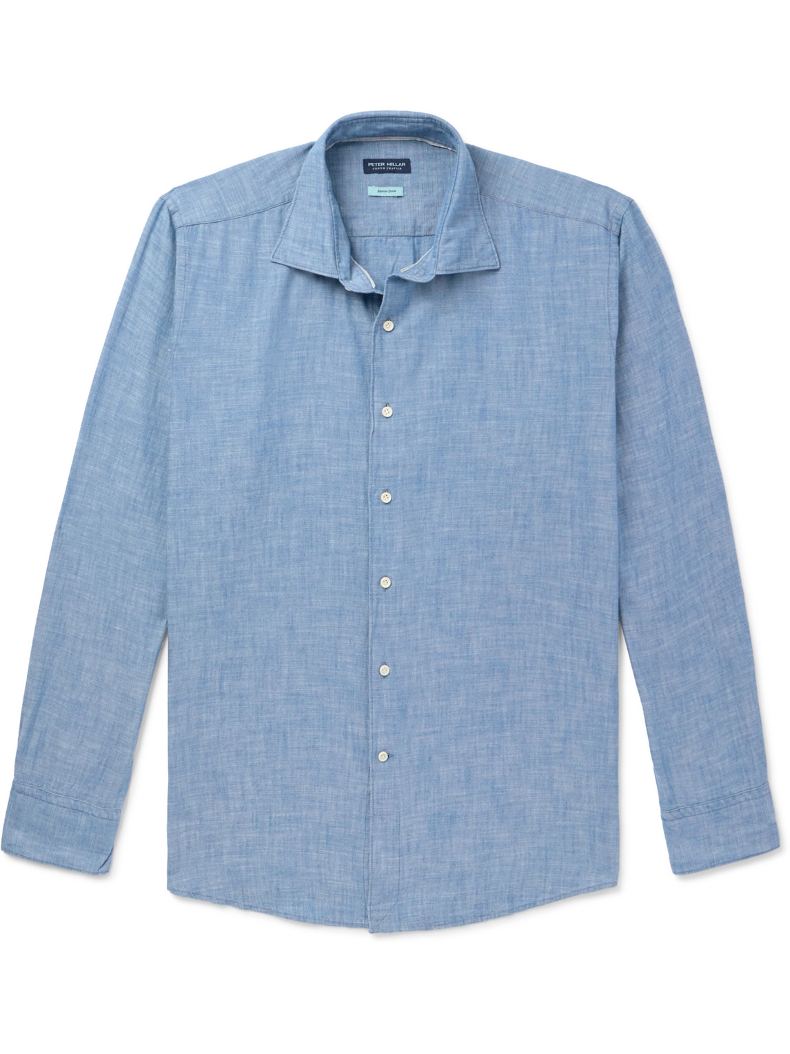 Peter Millar Selvedge Cotton-chambray Shirt In Blue