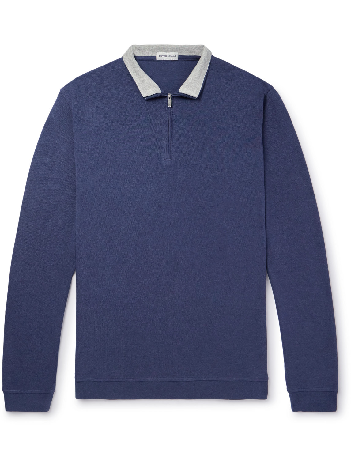 Peter Millar Crown Cotton-blend Jersey Half-zip Sweatshirt In Blue