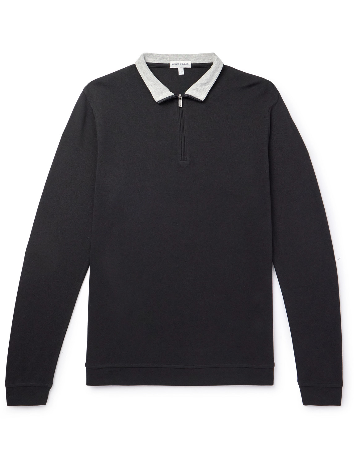 Peter Millar Crown Cotton-blend Jersey Half-zip Sweatshirt In Black