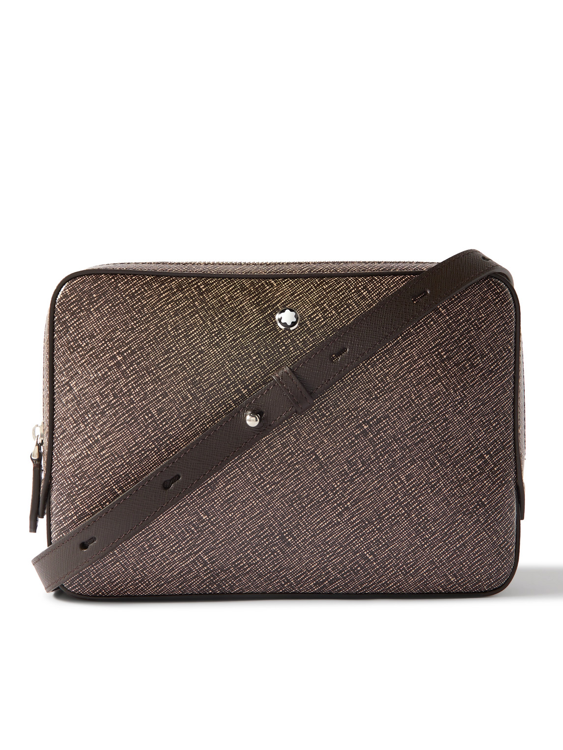 Montblanc Cross-grain Leather Messenger Bag In Brown