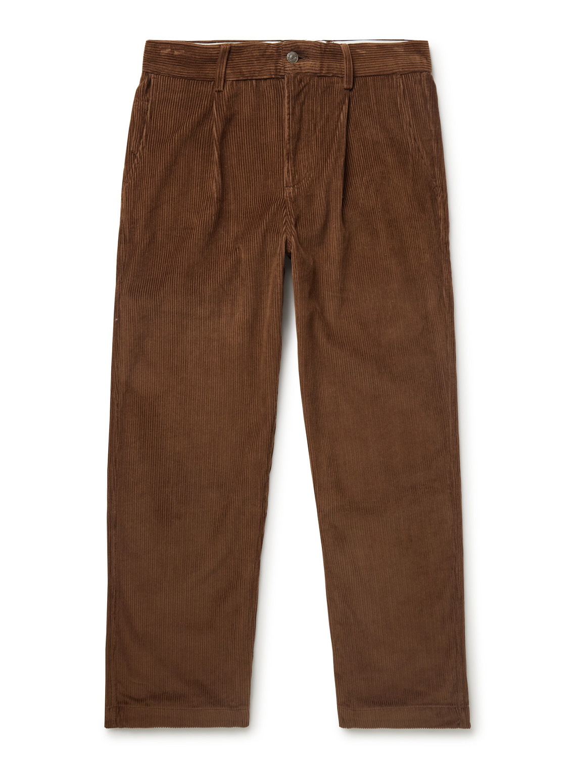 Corridor Straight-leg Pleated Cotton-corduroy Trousers In Brown
