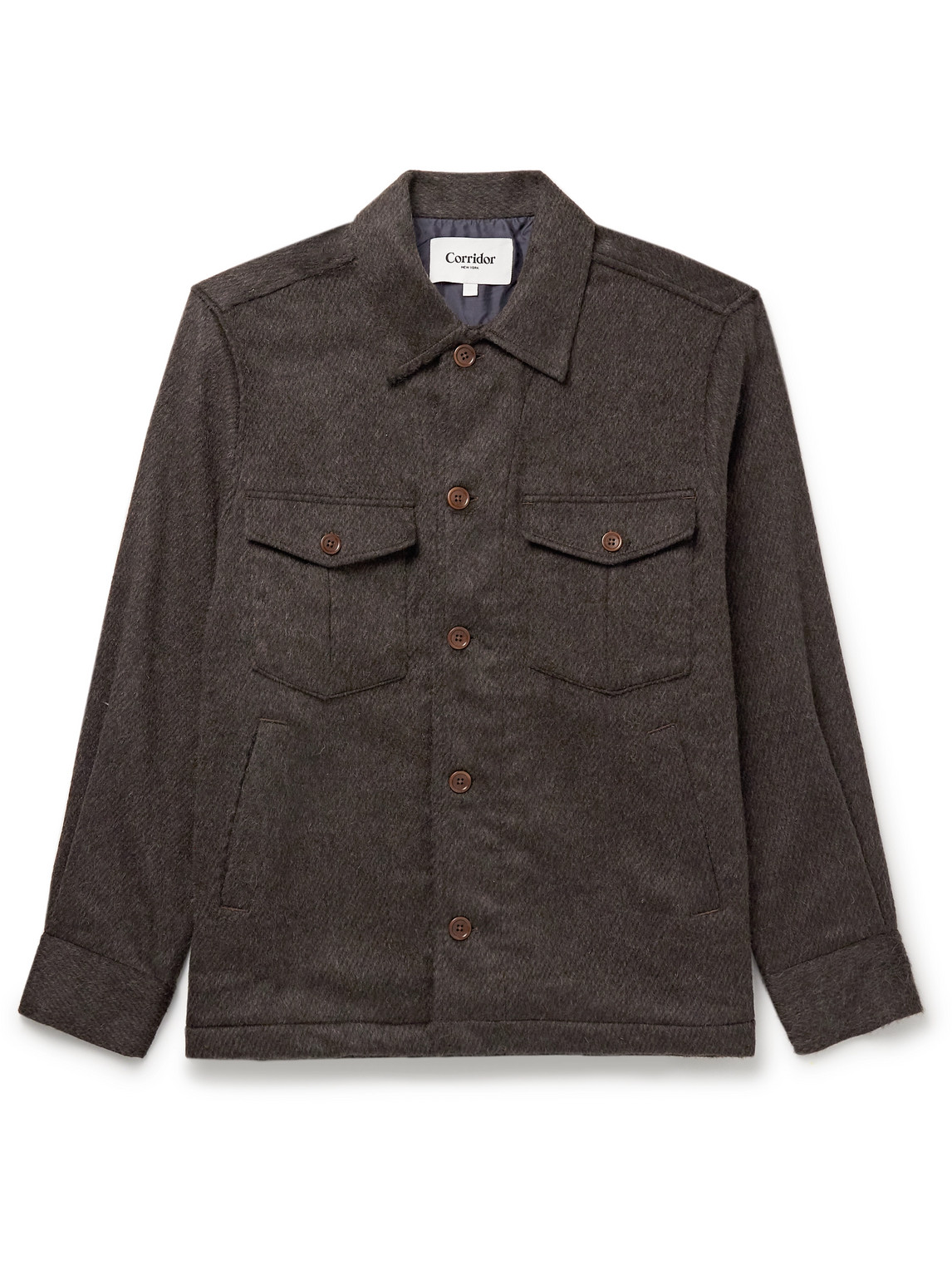 Corridor Brushed Wool-blend Overshirt In Brown