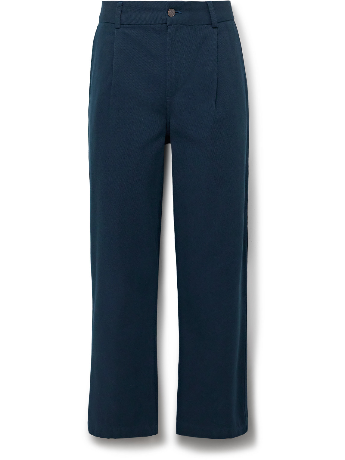 Corridor Straight-leg Pleated Cotton-twill Trousers In Blue