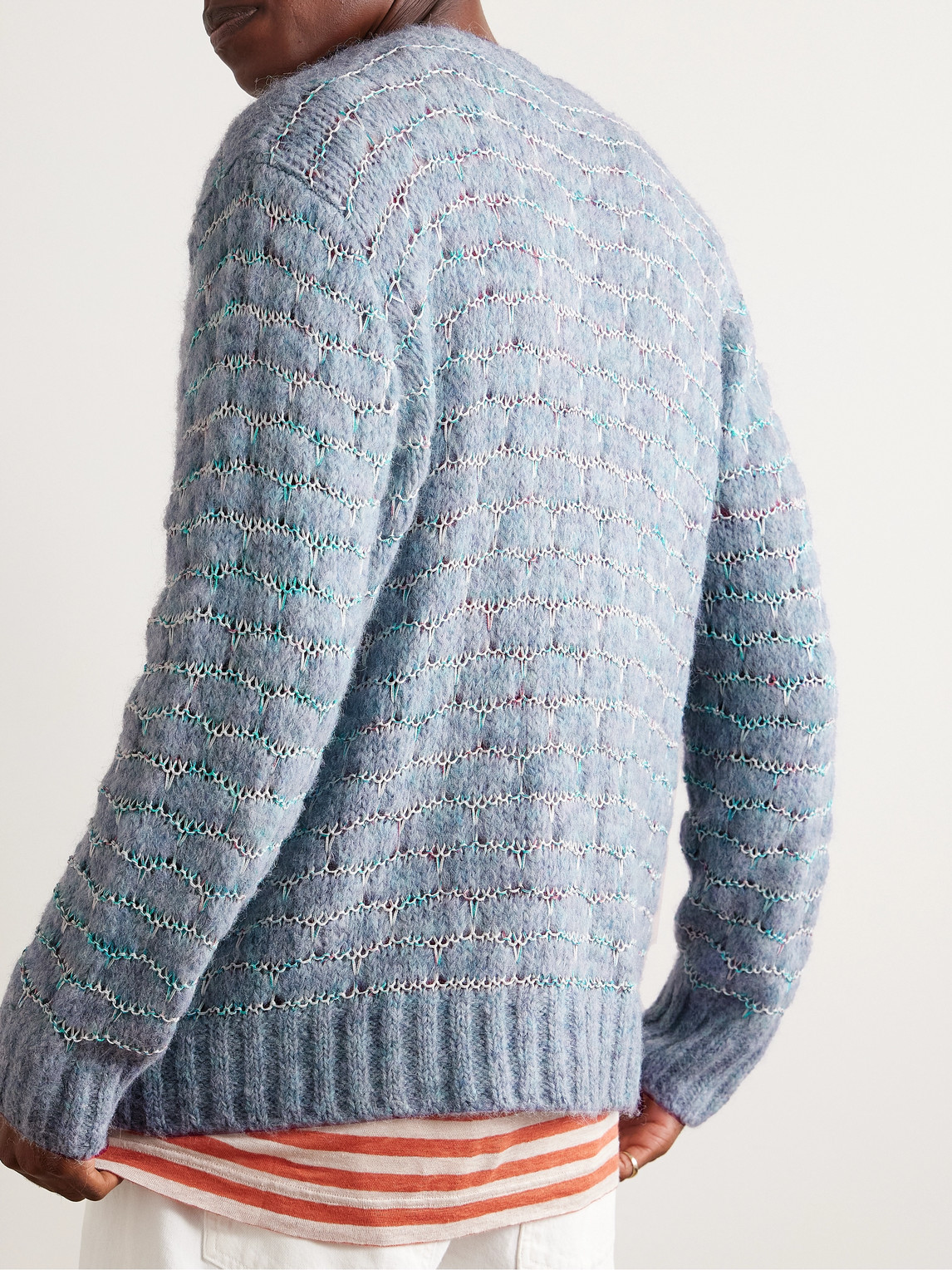 Corridor Raga Space-dyed Open-knit Alpaca-blend Cardigan In Blue