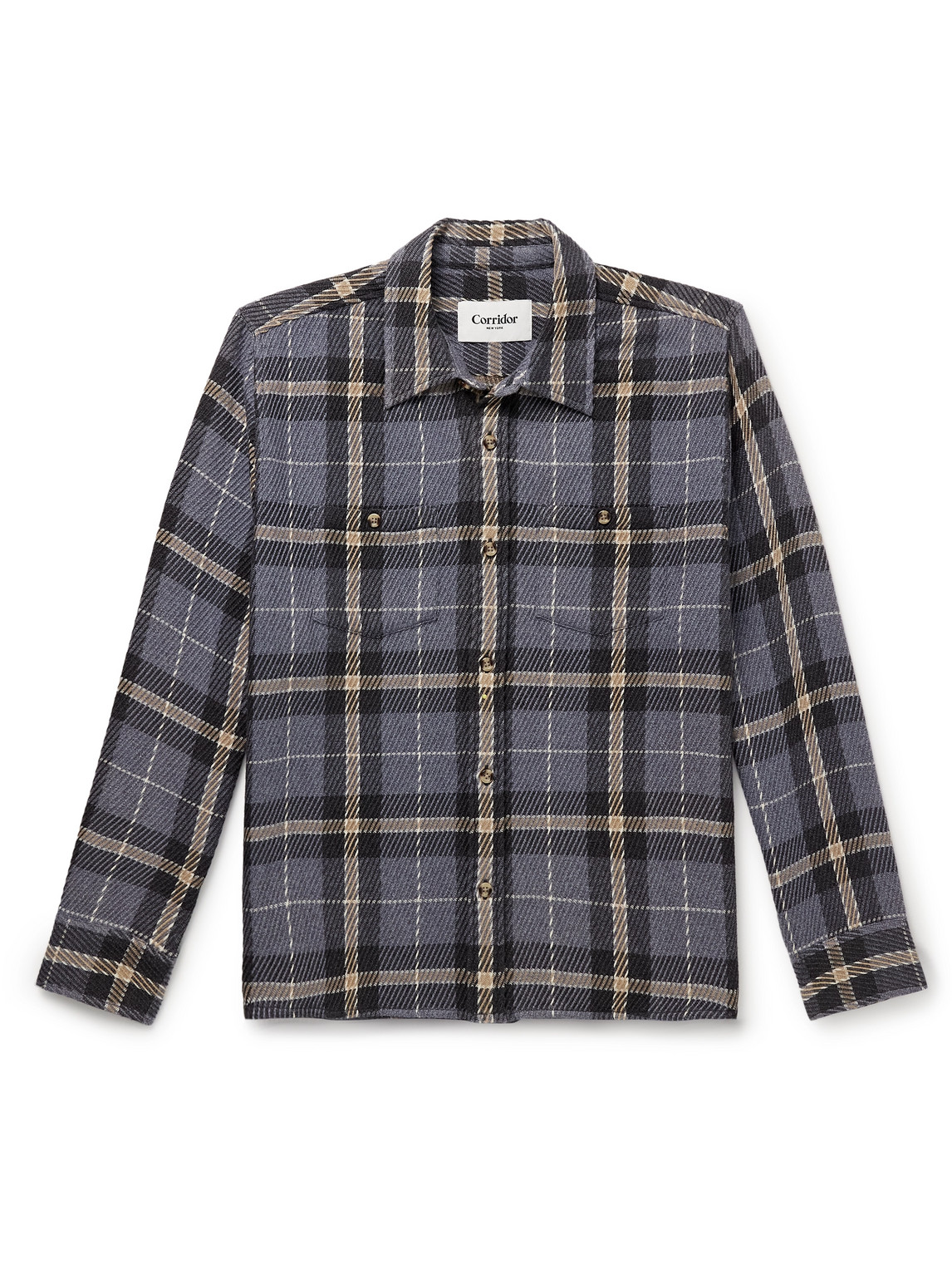 Corridor Big Twill Checked Cotton-twill Shirt In Blue