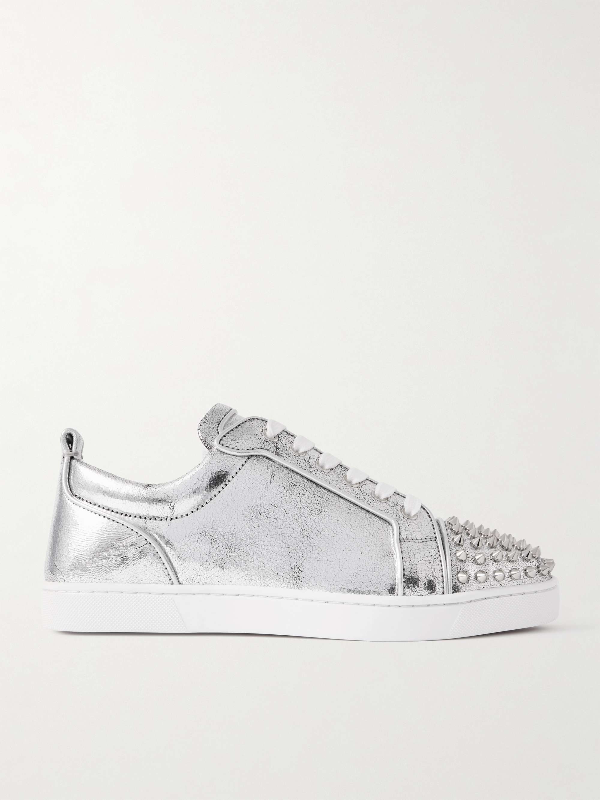 CHRISTIAN LOUBOUTIN Louis Junior Spikes Metallic Cracked Leather Sneakers for Men MR PORTER