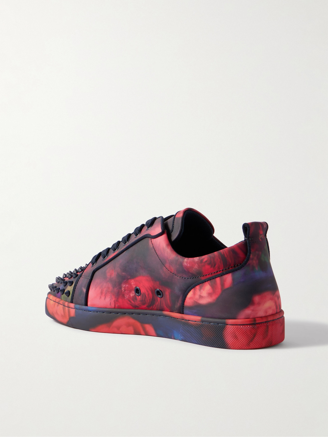 Christian Louboutin Louis Junior Spikes Orlato Floral-print Leather Sneakers In Multi