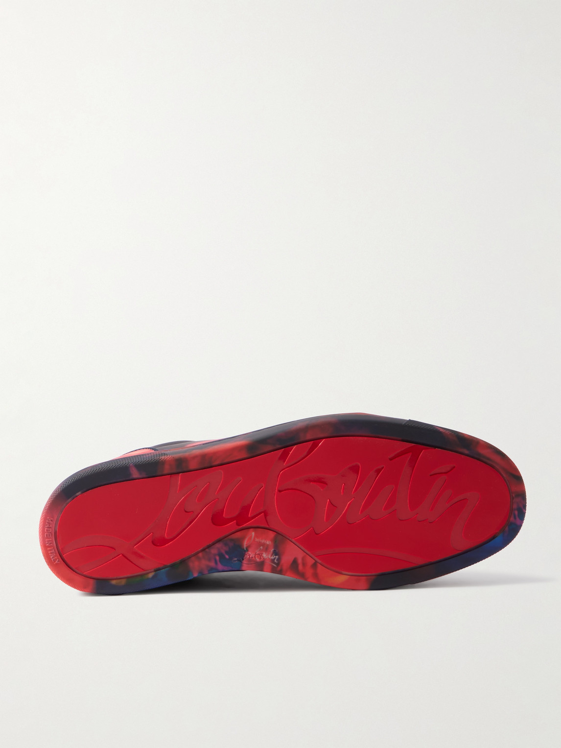 Christian Louboutin Louis Junior Spikes Orlato Floral-print Leather Sneakers In Multi