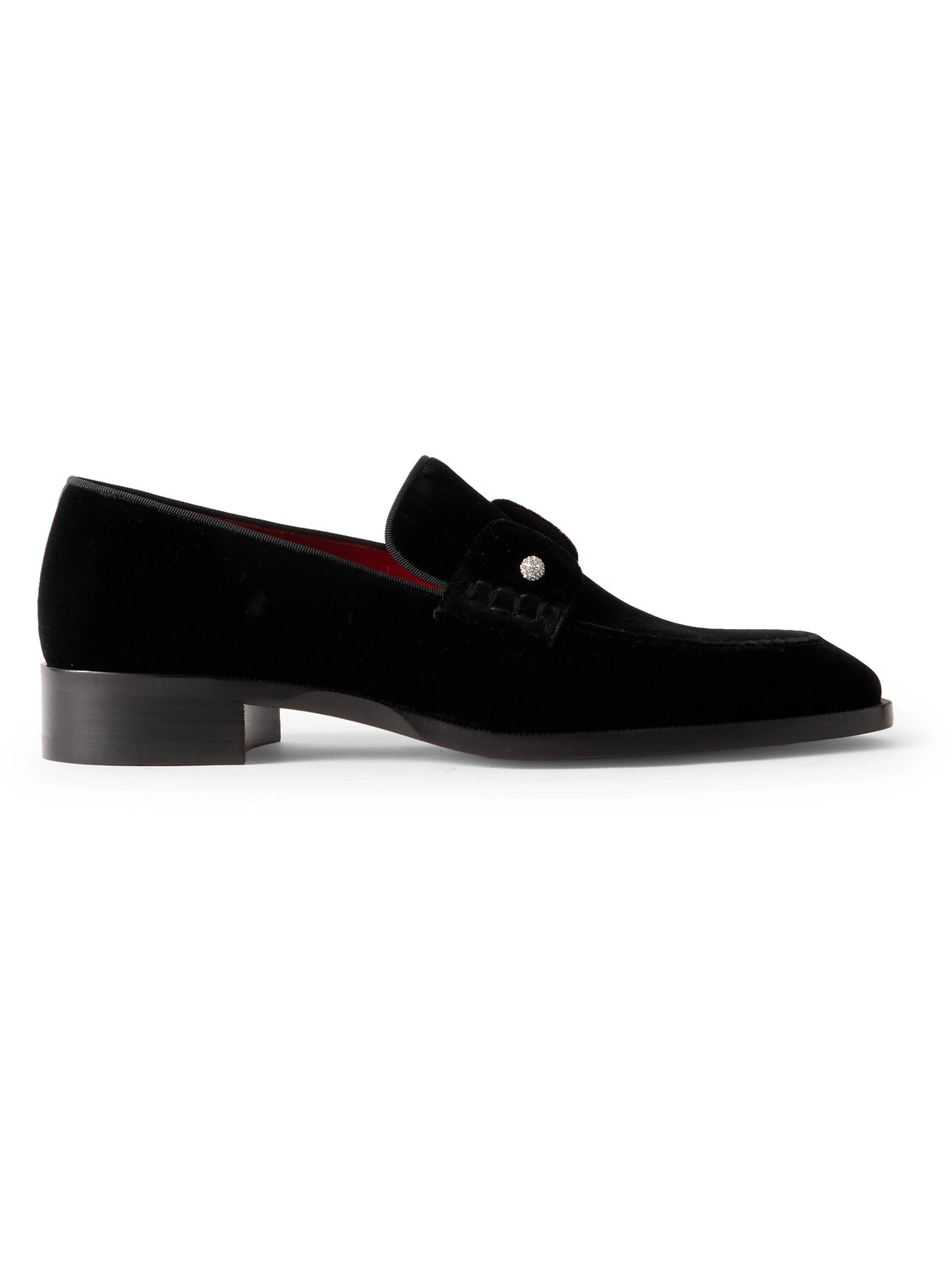 Christian Louboutin Chambelimoc Night Strass Embellished Velvet Loafers In Black