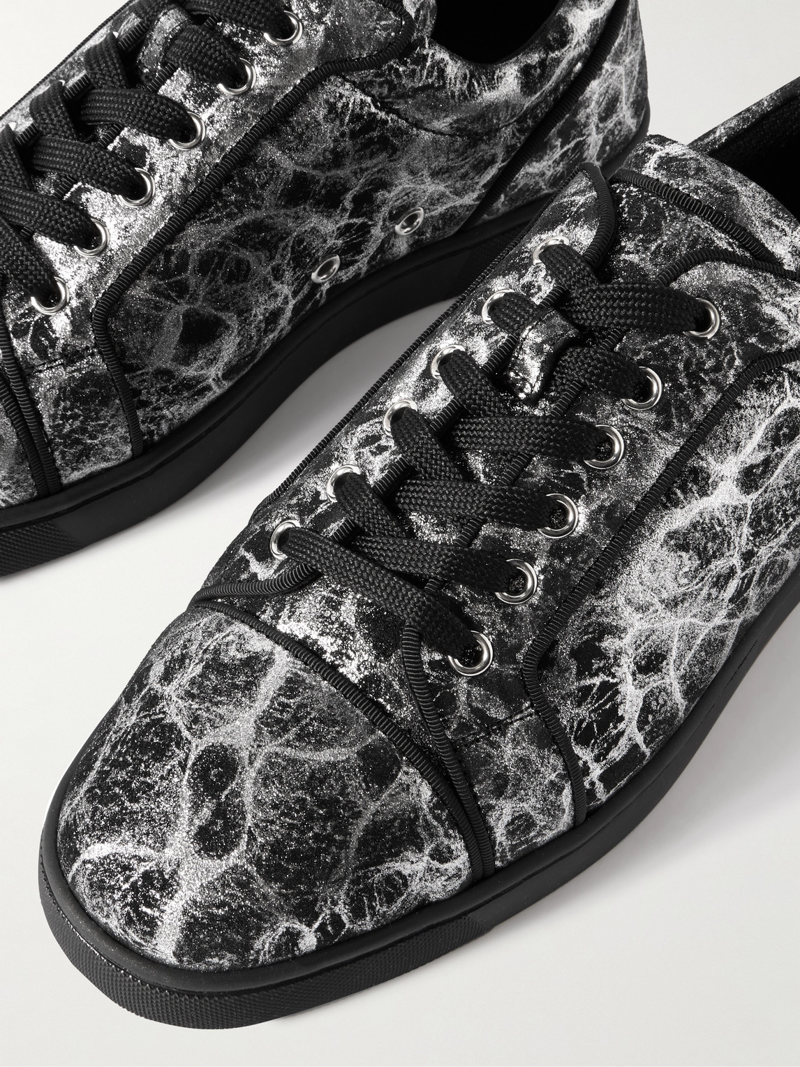 Christian Louboutin Louis Junior Orlato Metallic Printed Suede Sneakers In Multi