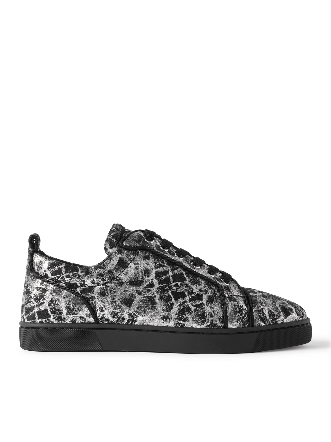 Christian Louboutin Louis Junior Orlato Metallic Printed Suede Sneakers In Multi