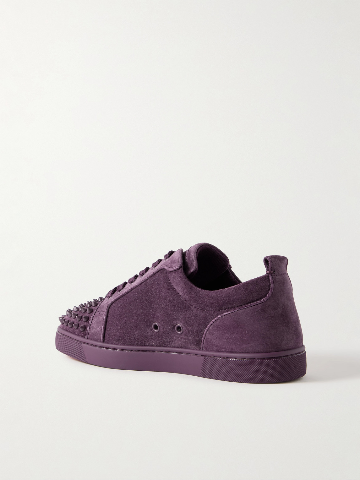 Christian Louboutin Louis Junior Spikes Cap-toe Suede Sneakers In Purple
