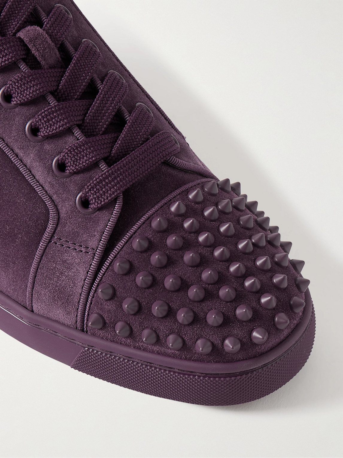 Christian Louboutin Louis Junior Spikes Cap-toe Suede Sneakers In Purple